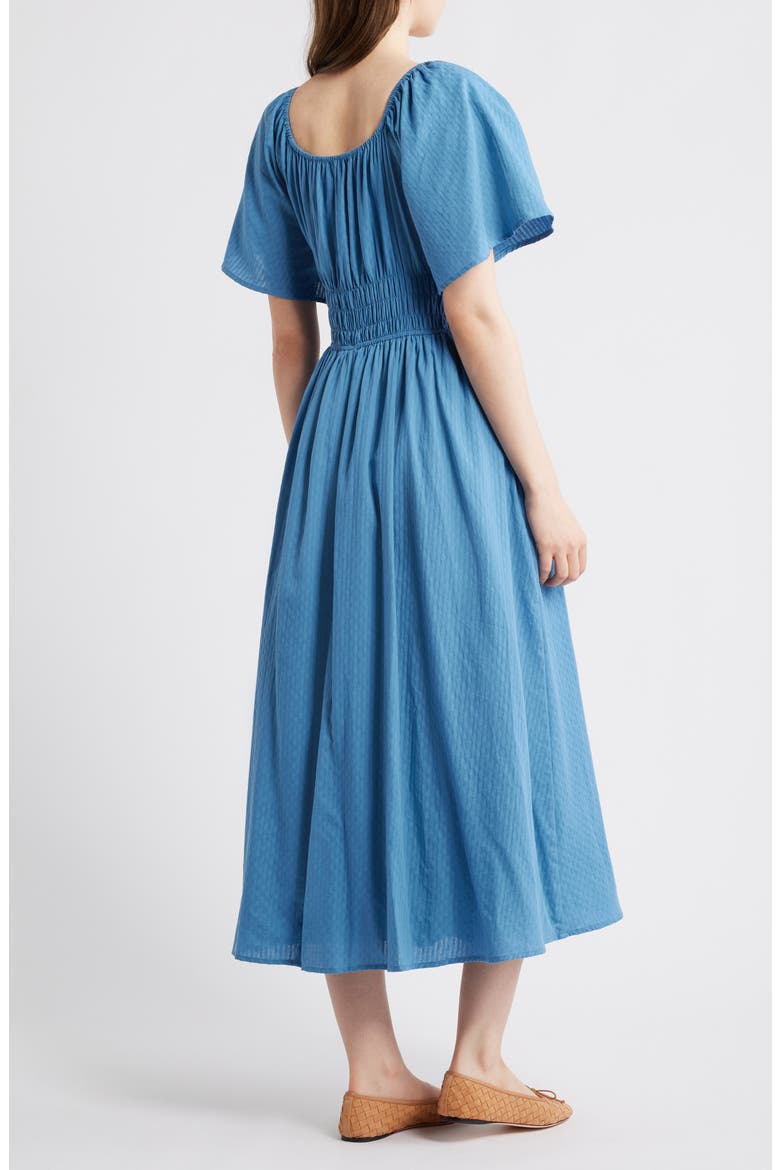 Yemanja Short Sleeve Cotton Fit & Flare Dress, Alternate, color, BLEU JEAN