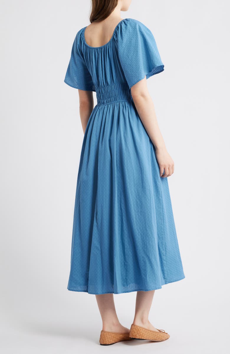 FRNCH Yemanja Short Sleeve Cotton Fit & Flare Dress, Alternate, color, Bleu Jean