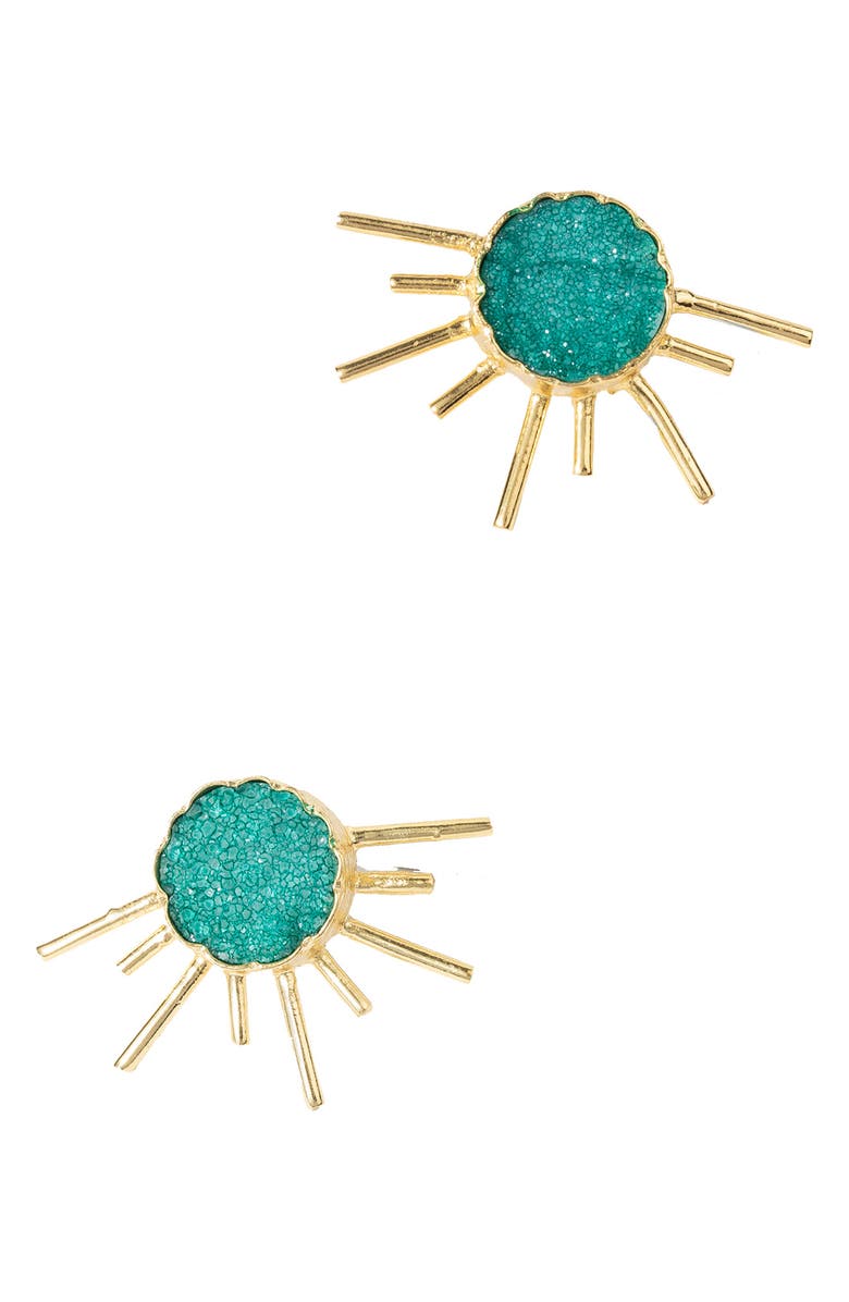 SAACHI Drusy Sun Stud Earrings, Alternate, color,