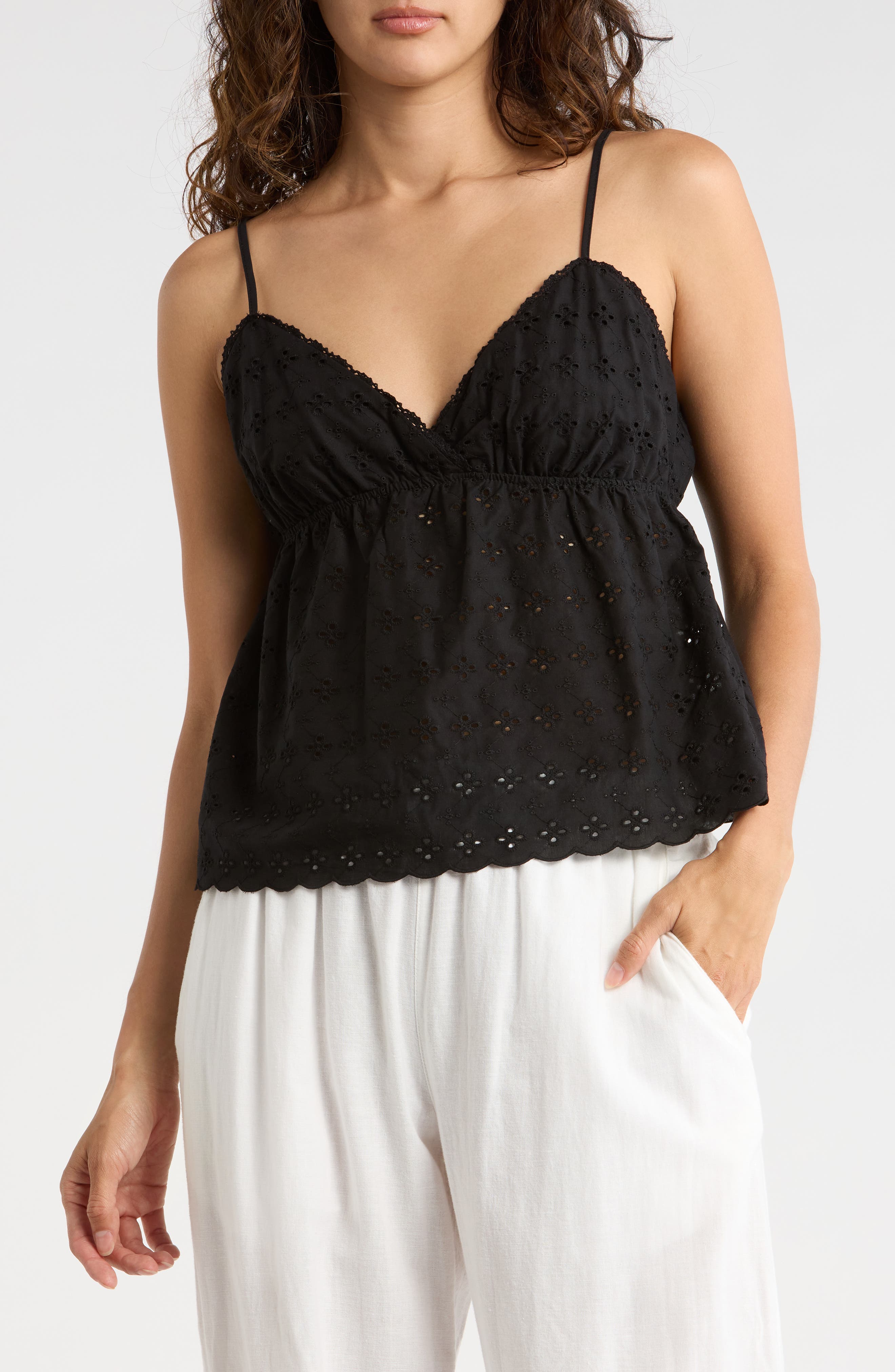 Madden Girl Eyelet Babydoll Cotton Camisole