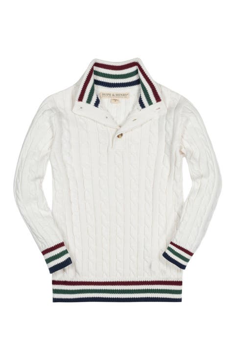 Boys' Organic Mock Neck Cable Sweater, Kids