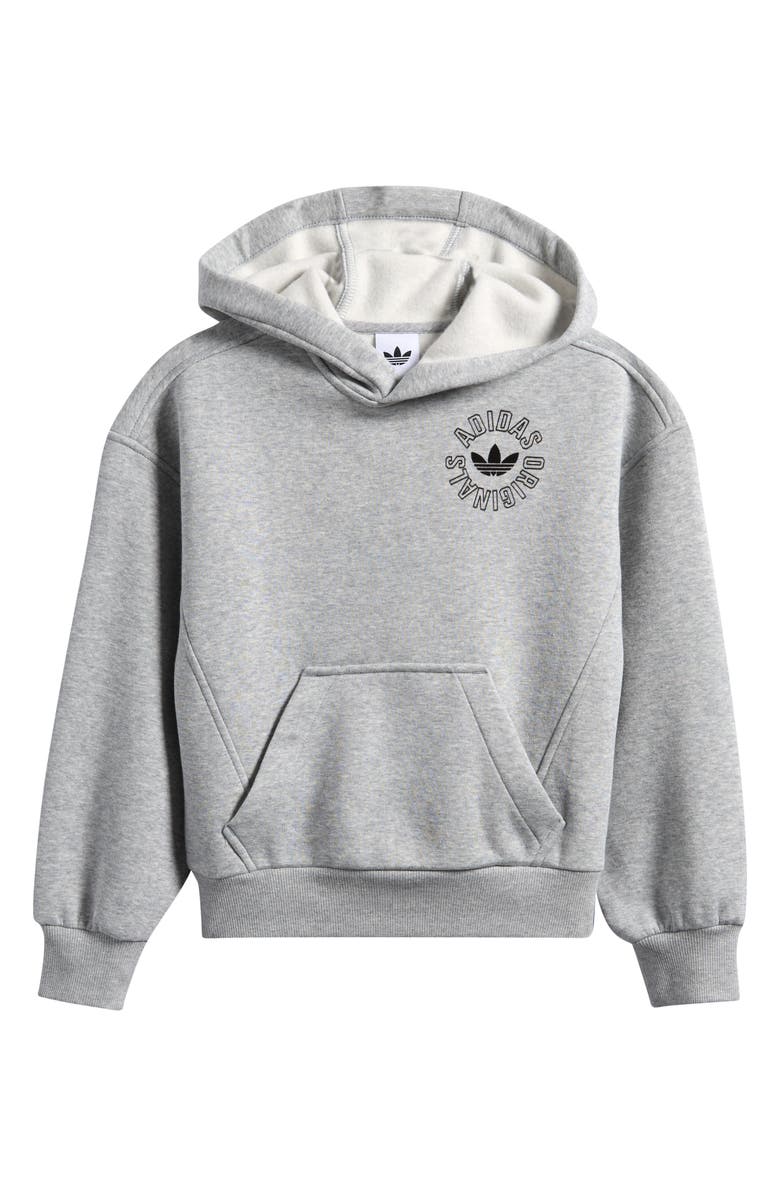 adidas Originals Kids' OG Emblem Fleece Hoodie, Main, color, Medium Grey Heather