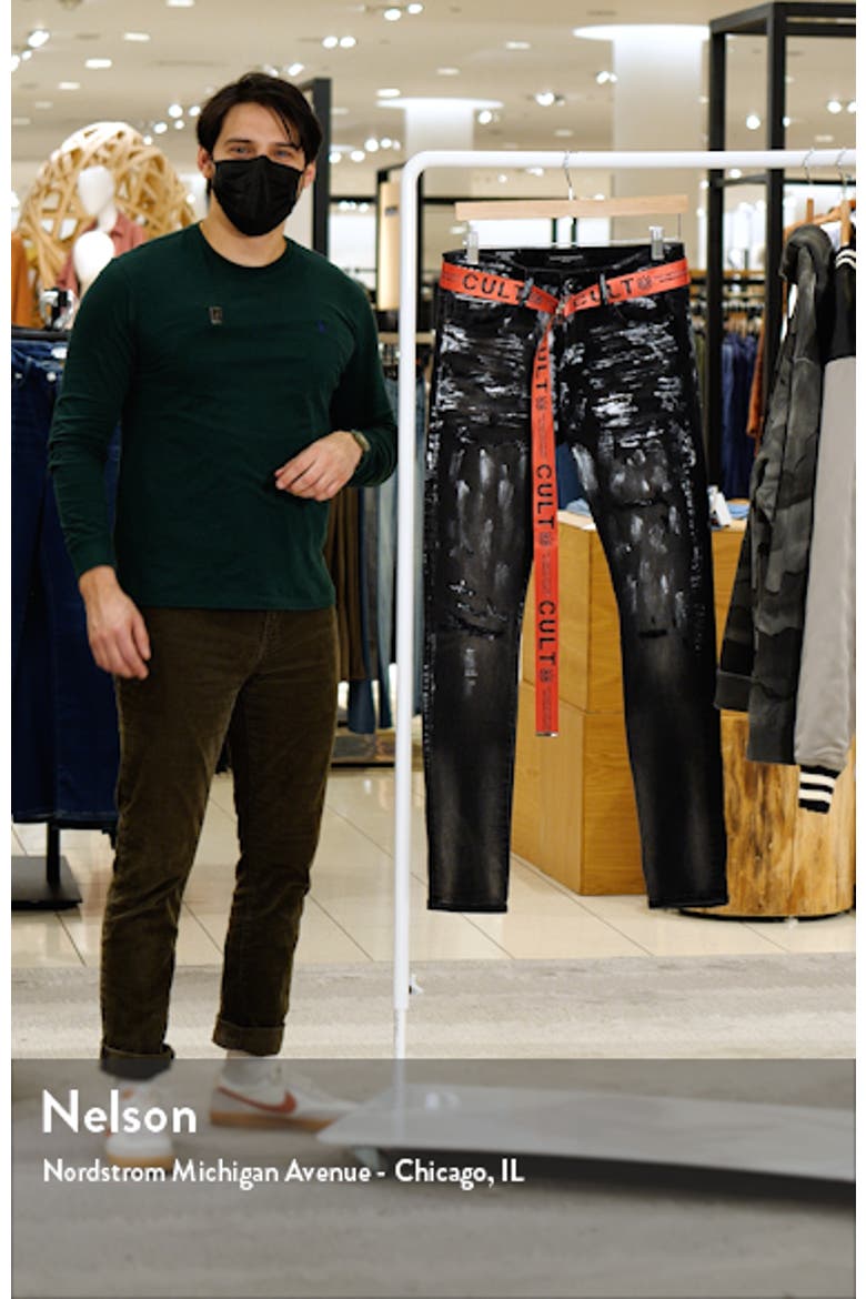 Men's Punk Belted Stretch Super Skinny Jeans video