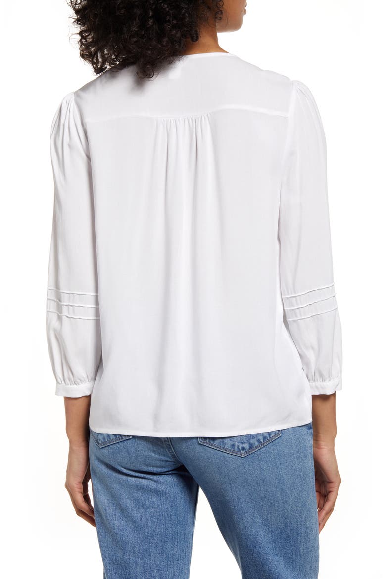 Lace Inset Pintuck Blouse, Alternate, color, WHITE