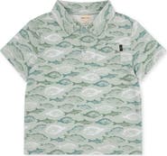 Feather 4 Arrow Kids' Feel Good Tech Fish Print Performance Polo