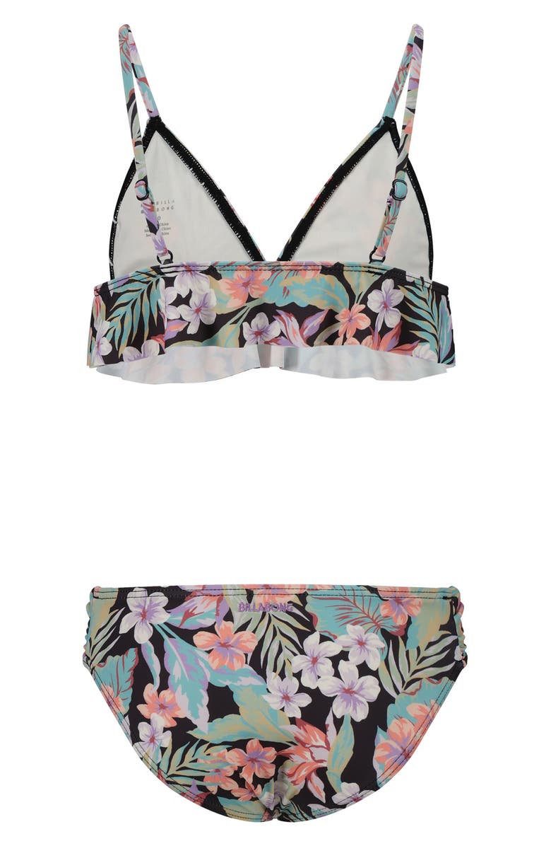 Billabong Kids' Sunshine Diaries Floral Two-Piece Swimsuit, Alternate, color, Black Sands