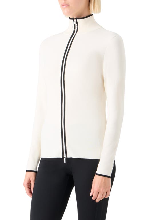 Akris Punto Stretch Virgin Wool Zip Cardigan In White