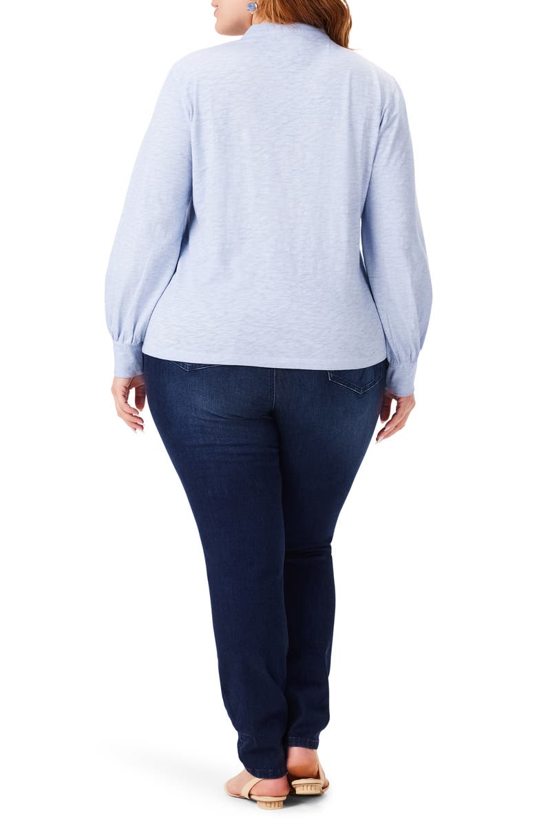 NIC+ZOE Blueline Embroidered Cotton Peasant Top, Alternate, color, 