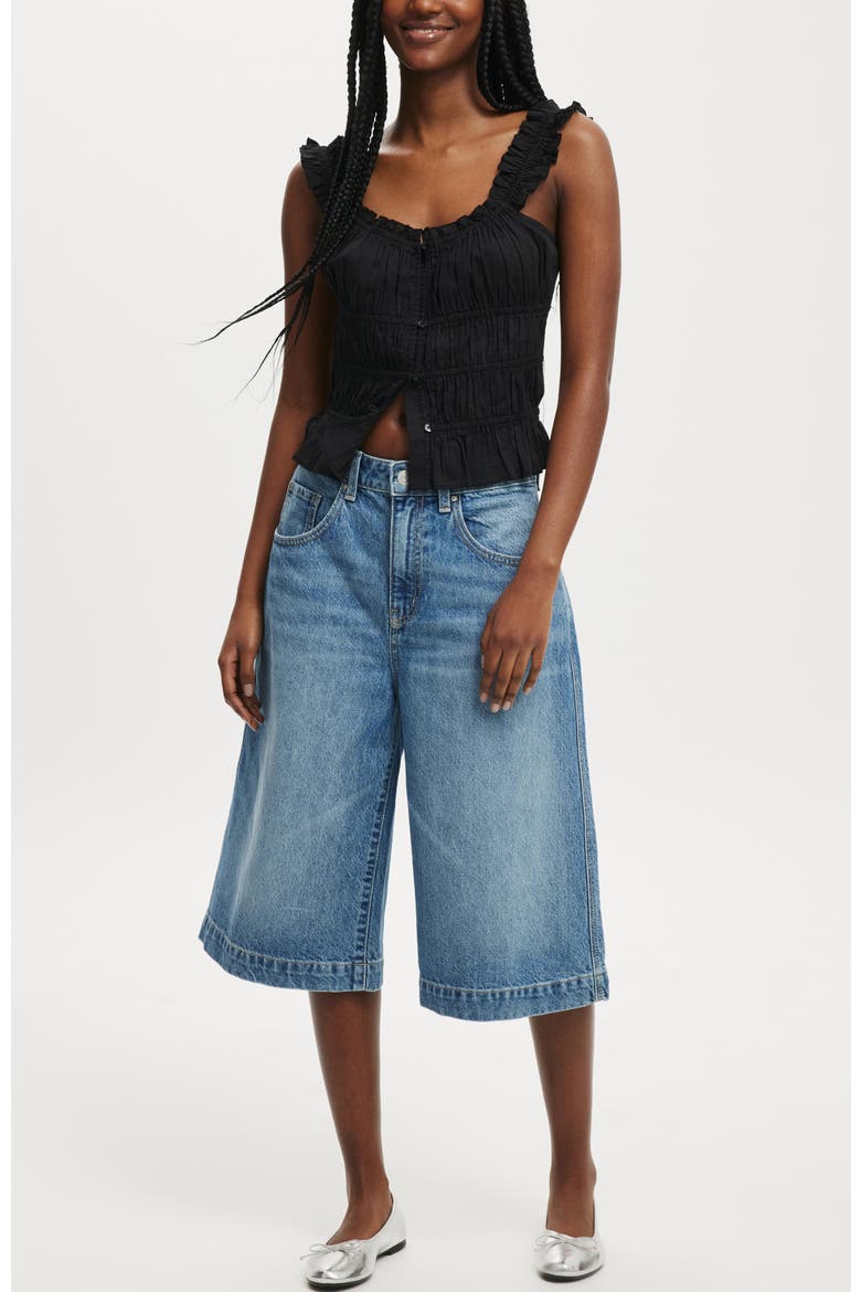 Women's 90 S Baggy Denim Jort, Alternate, color, Azure Blue