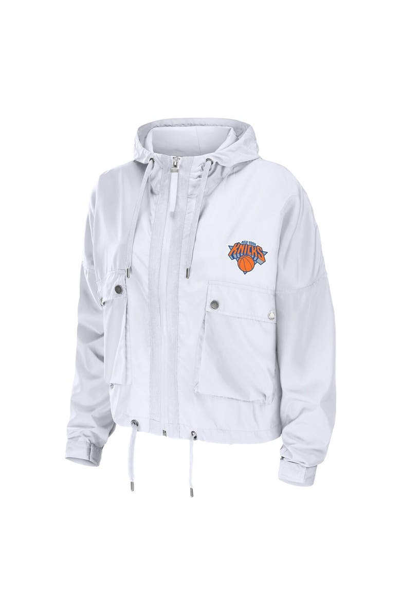 WEAR by Erin Andrews Women's WEAR by Erin Andrews White New York Knicks Cropped Full-Zip Windbreaker Jacket, Alternate, color, White