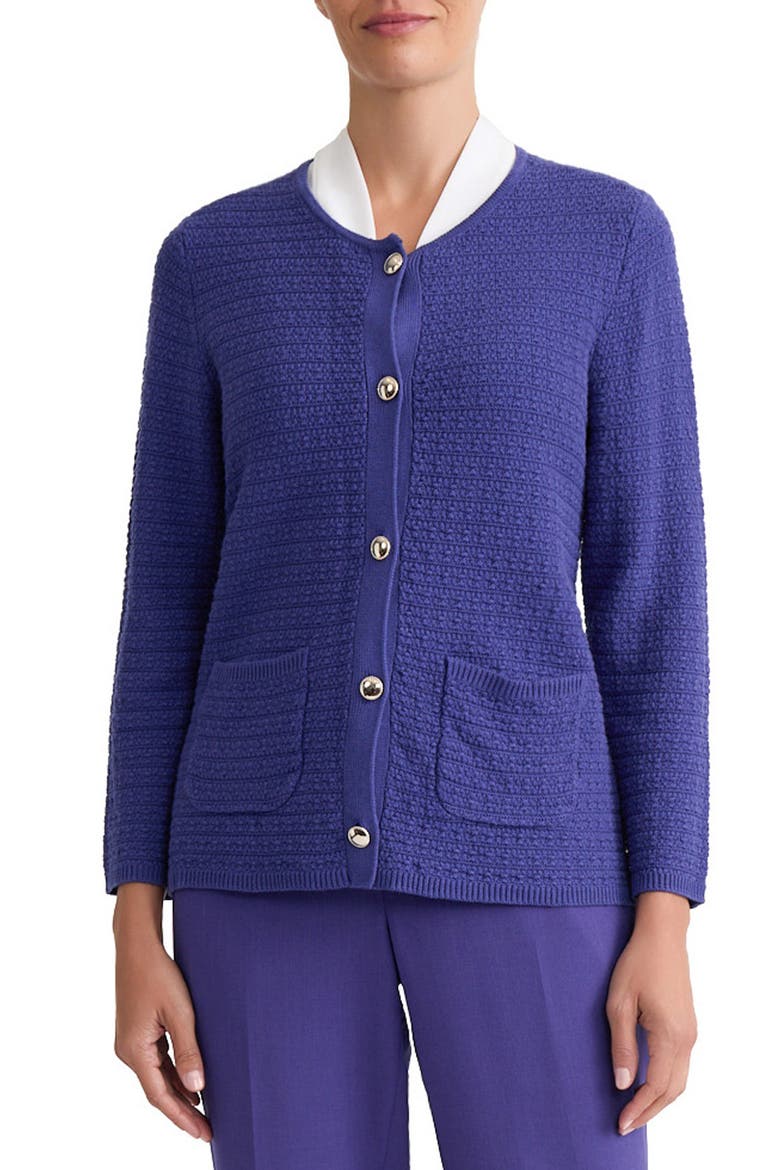 Textured Button Front Cardigan, Main, color, REGAL PLUM