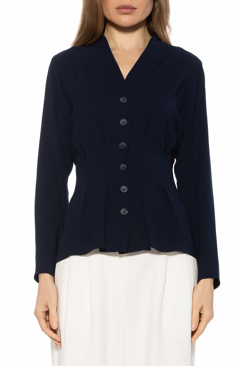 Amaris Cinched Waist Button-Up Shirt, Main, color, LAPIS