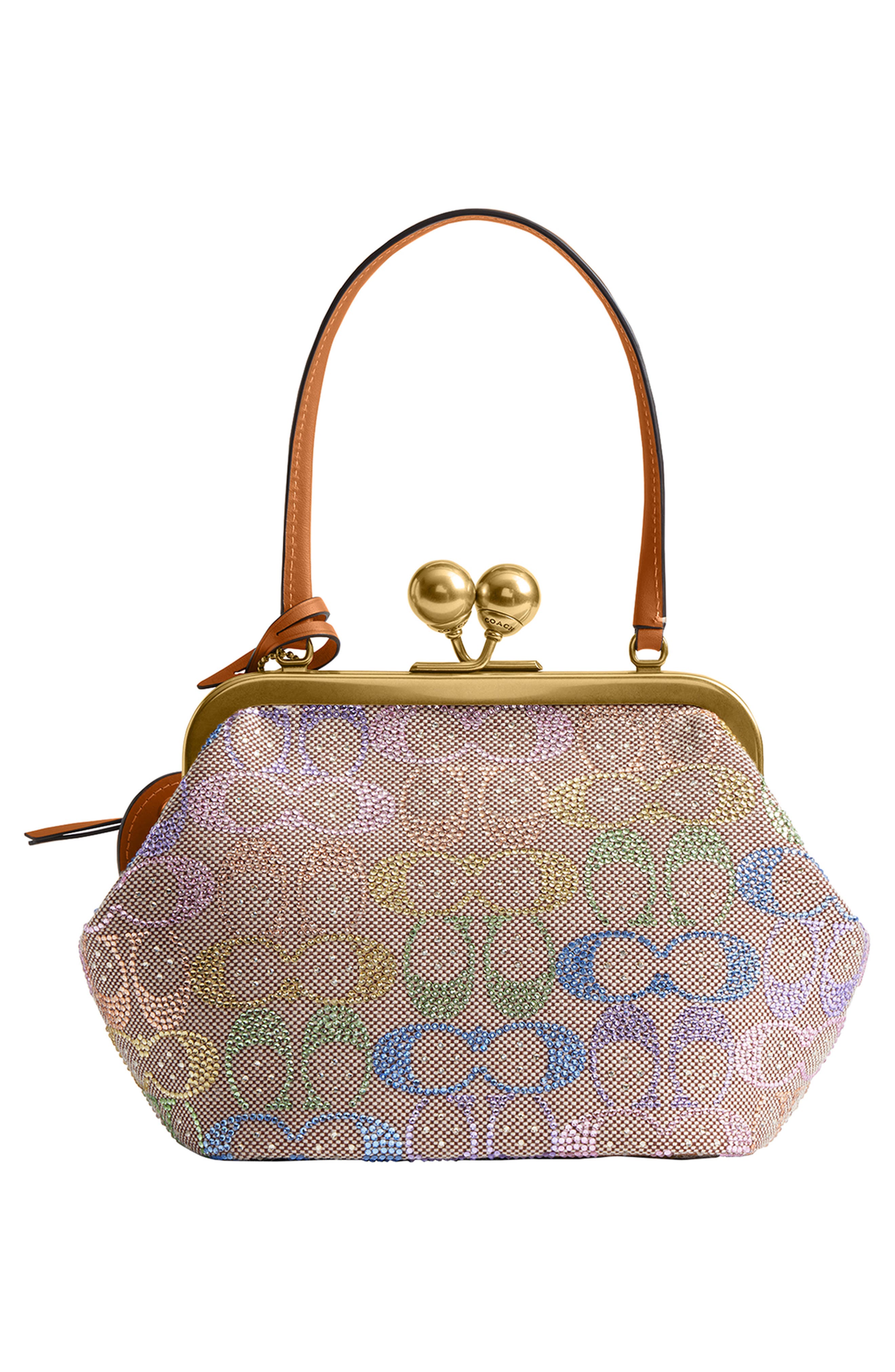 COACH Signature Crystal Jacquard & Leather Kisslock Frame Bag, Alternate, color, 