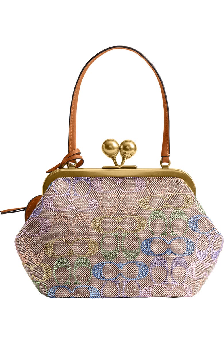 COACH Signature Crystal Jacquard & Leather Kisslock Frame Bag, Alternate, color,