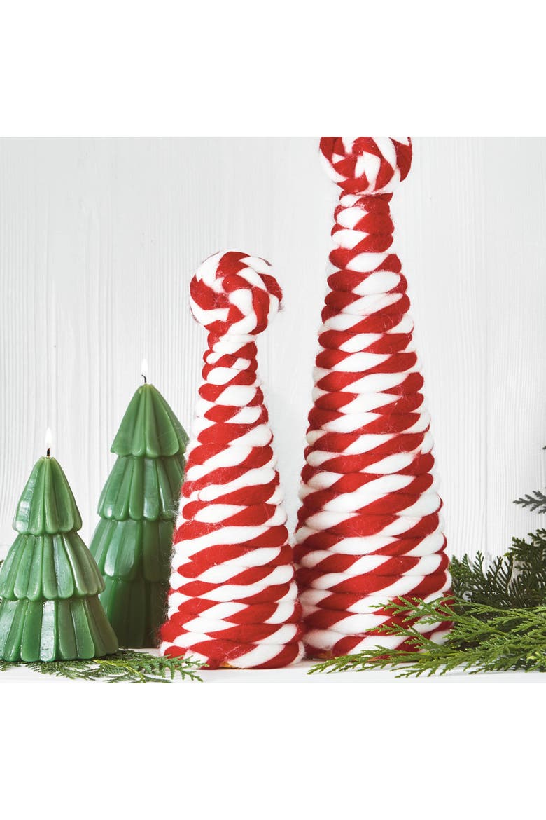 Small Peppermint Tree Decor Holiday Sculpture for Christmas, Alternate, color, Red