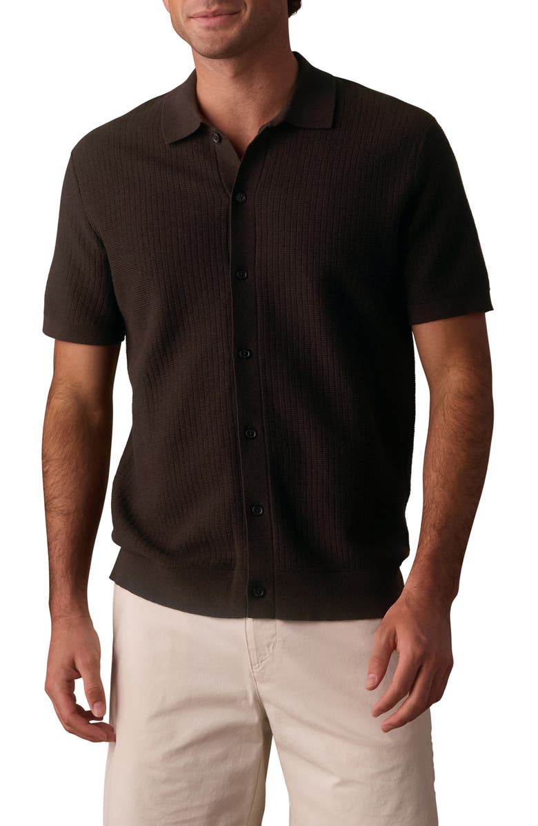 The Normal Brand BreezeKnit Short Sleeve Button-Up Shirt, Main, color, 