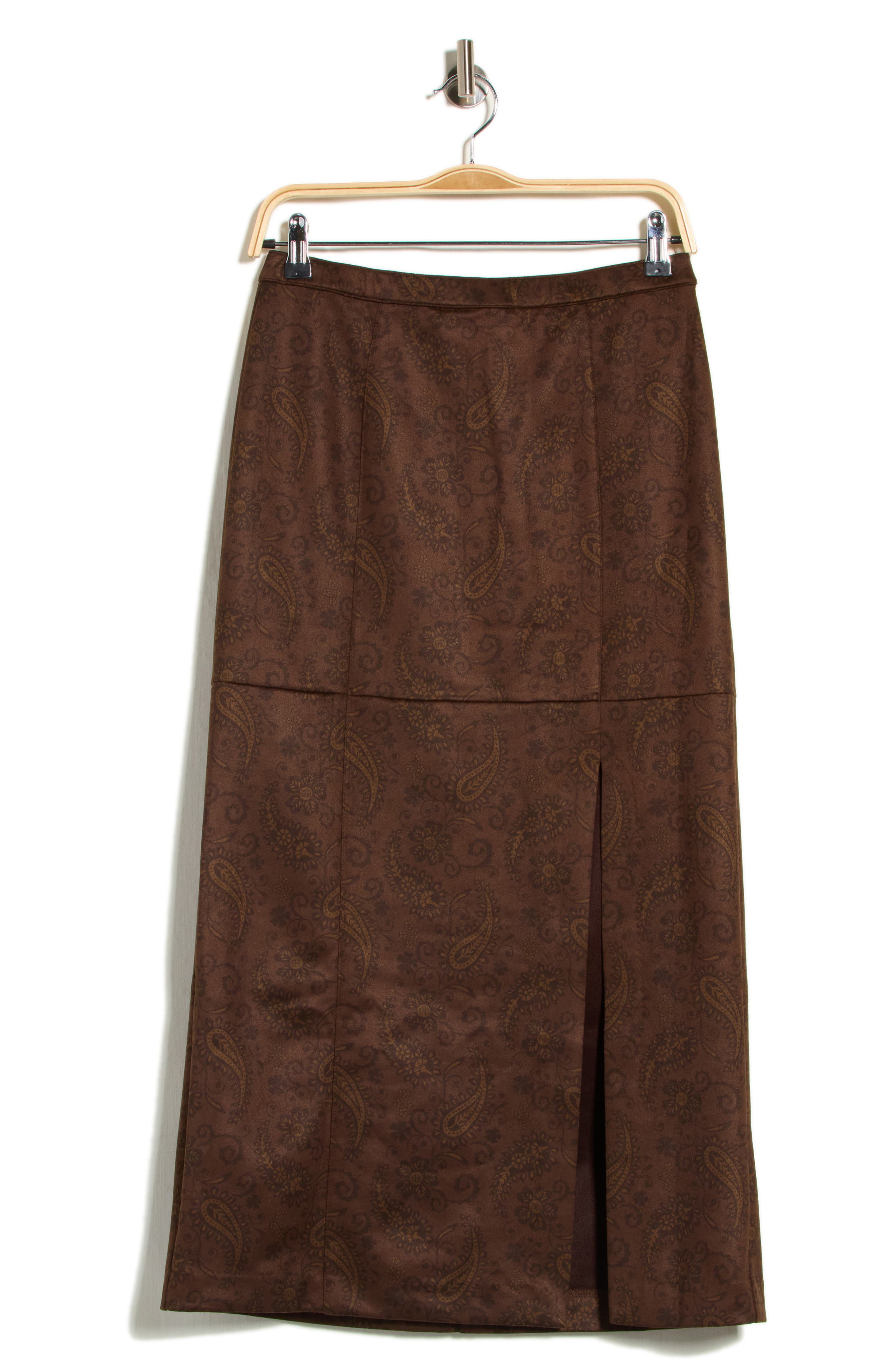 Paisley Faux Suede Maxi Skirt