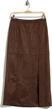 MELLODAY Paisley Faux Suede Maxi Skirt