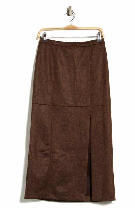 Paisley Faux Suede Maxi Skirt