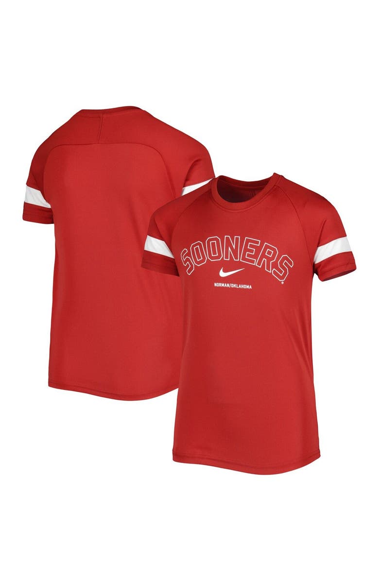 Nike Youth Nike Crimson Oklahoma Sooners Academy Raglan Sleeve Stripe Performance T-Shirt, Alternate, color,