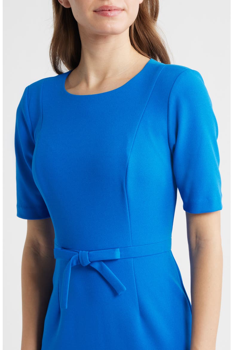 Bow Front Sheath Dress, Alternate, color, COOL COBALT