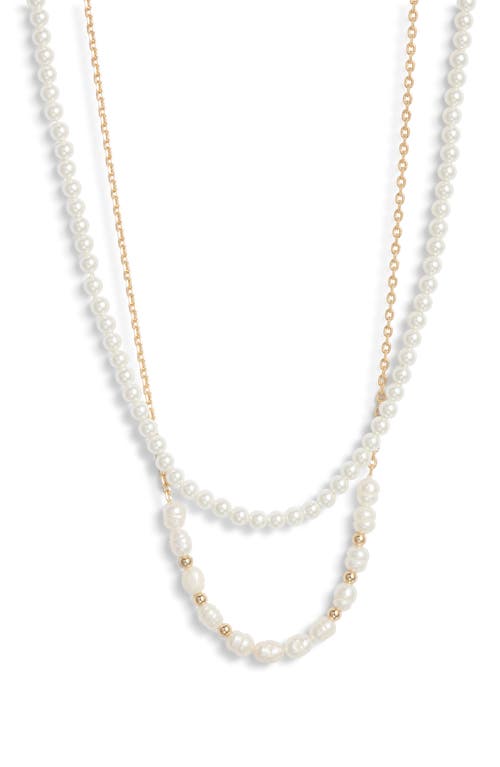 Nordstrom Set Of 2 Freshwater Pearl Necklaces In Gold