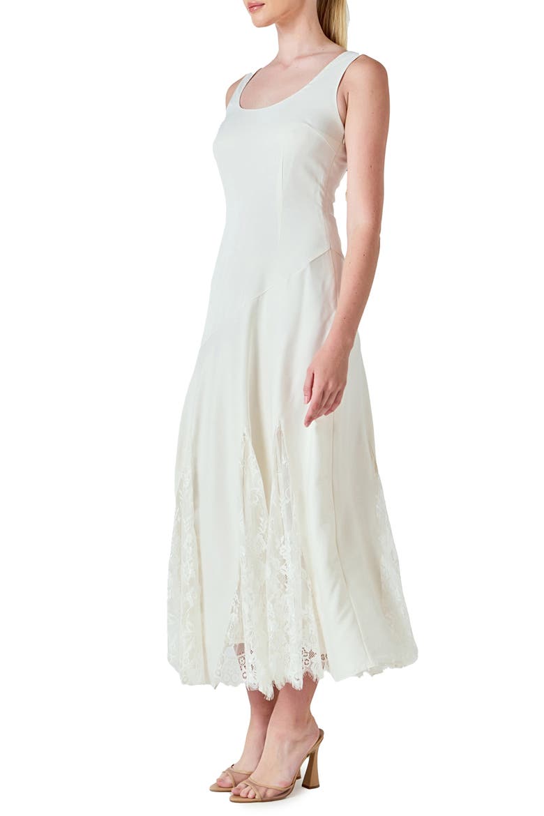 Lace Inset Satin Dress, Alternate, color, IVORY