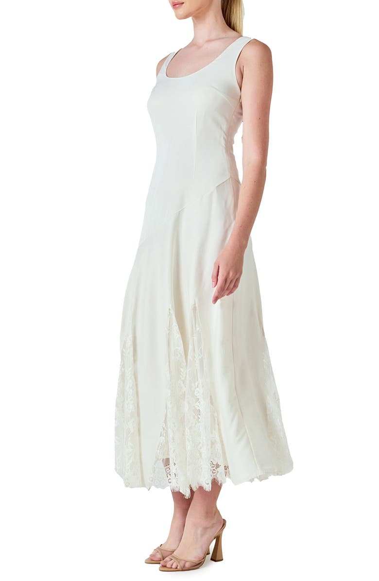 Endless Rose Lace Inset Satin Dress, Alternate, color, Ivory