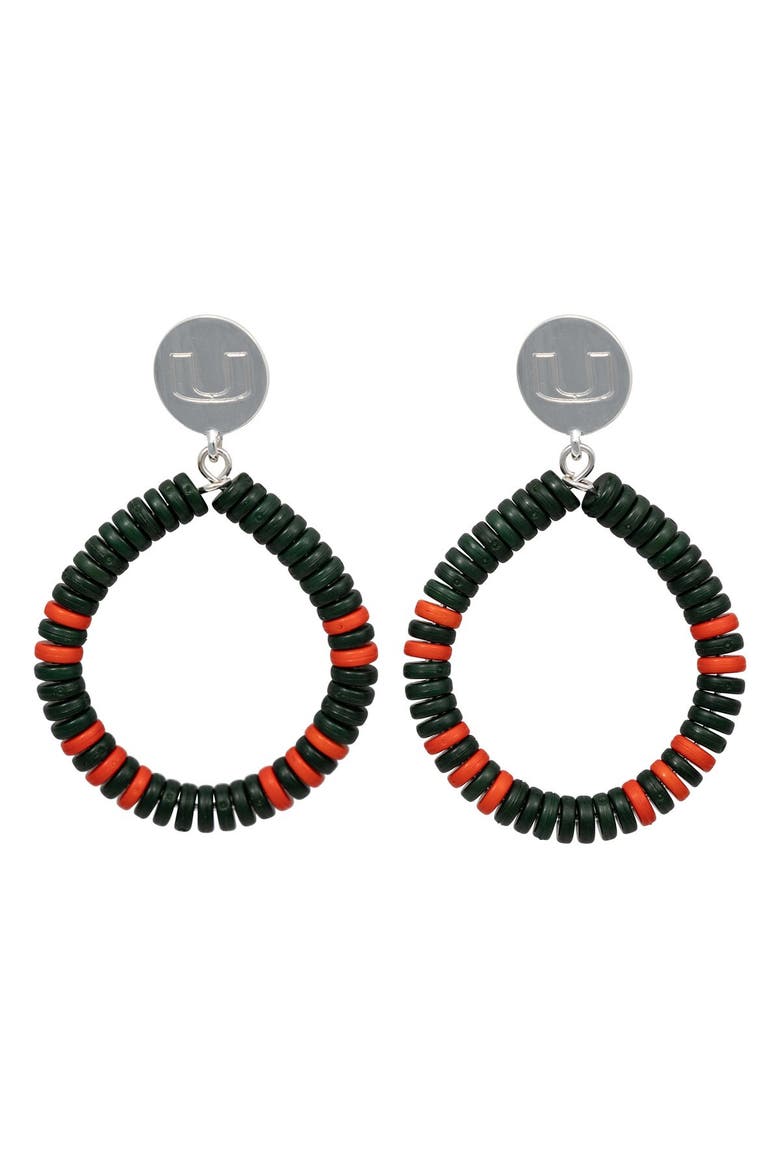 Miami Hurricanes Raya Earrings, Main, color, Silver