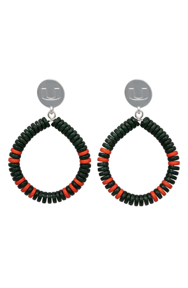 EMERSON STREET Miami Hurricanes Raya Earrings, Main, color, 