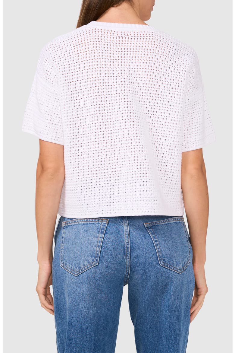Cotton Short Sleeve Sweater, Alternate, color, BRIGHT WHITE