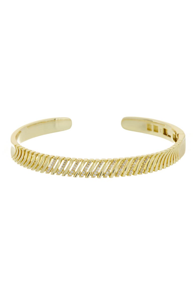 Cubic Zirconia Scalloped Cuff Bracelet, Main, color, YELLOW