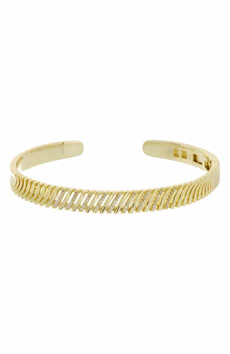 Cubic Zirconia Scalloped Cuff Bracelet
