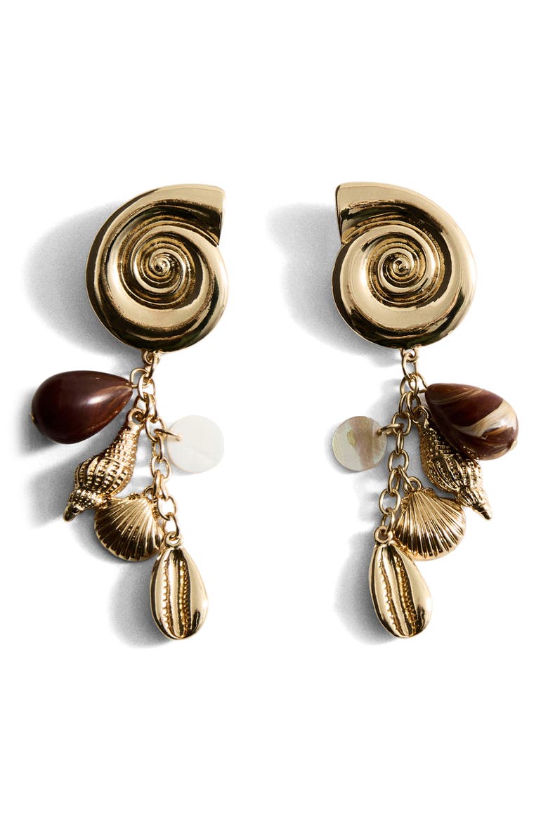 Shell Pendant Drop Earrings, Main, color, GOLD