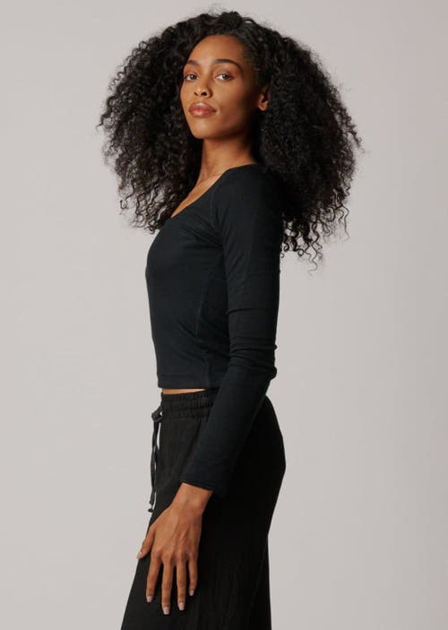 Leisure Lab Long Sleeve Rib Shirt In Black