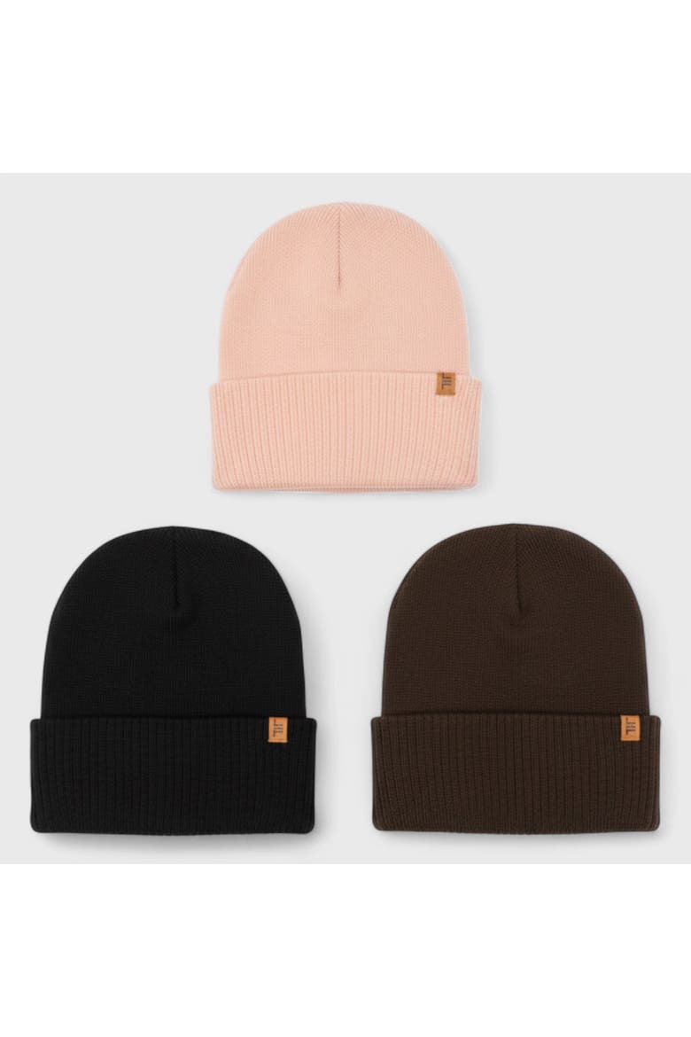 Women's 2-Pack Cable Knit Beanie Set, Alternate, color, Blush/Brown/Black