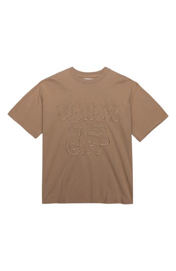 Honor The Gift Amp'd Up Logo-embroidered Cotton T-shirt In Tan
