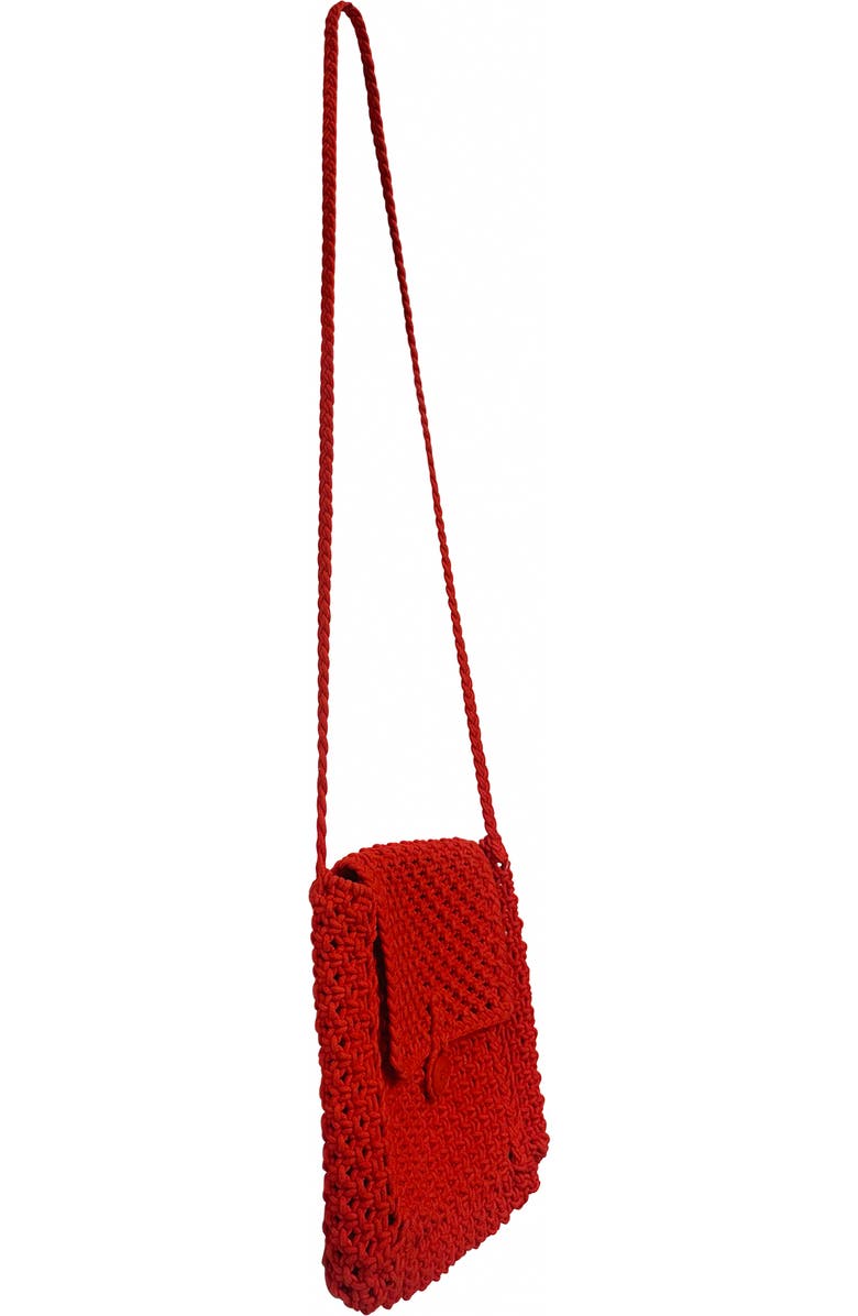 Faherty macrame crossbody w flap, Alternate, color, Poppy Red