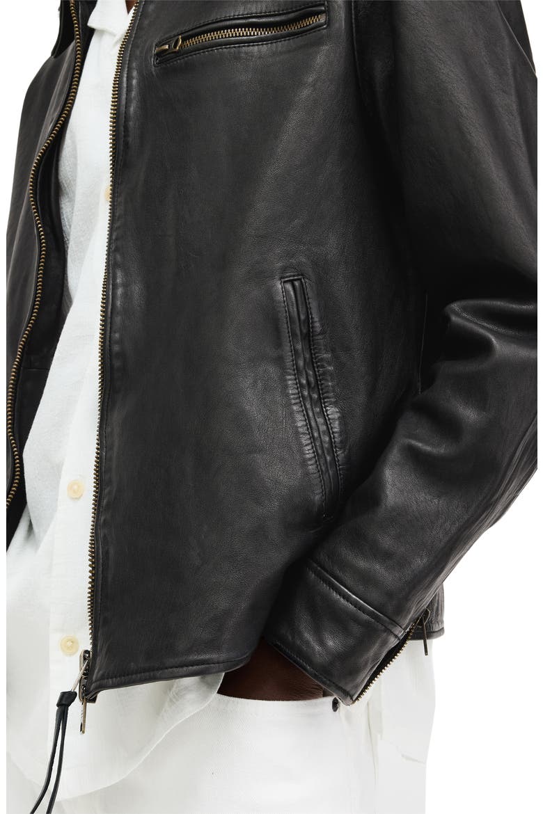 Miller Lambskin Leather Biker Jacket, Alternate, color, BLACK