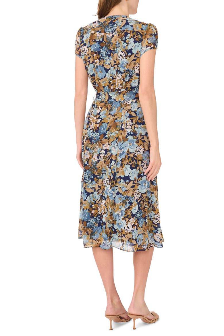 Cap Sleeve Pintuck Midi Dress, Alternate, color, BLUE MULTI