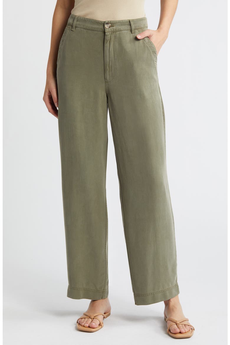 Flat Front Straight Leg Pants, Main, color, OLIVE KALAMATA