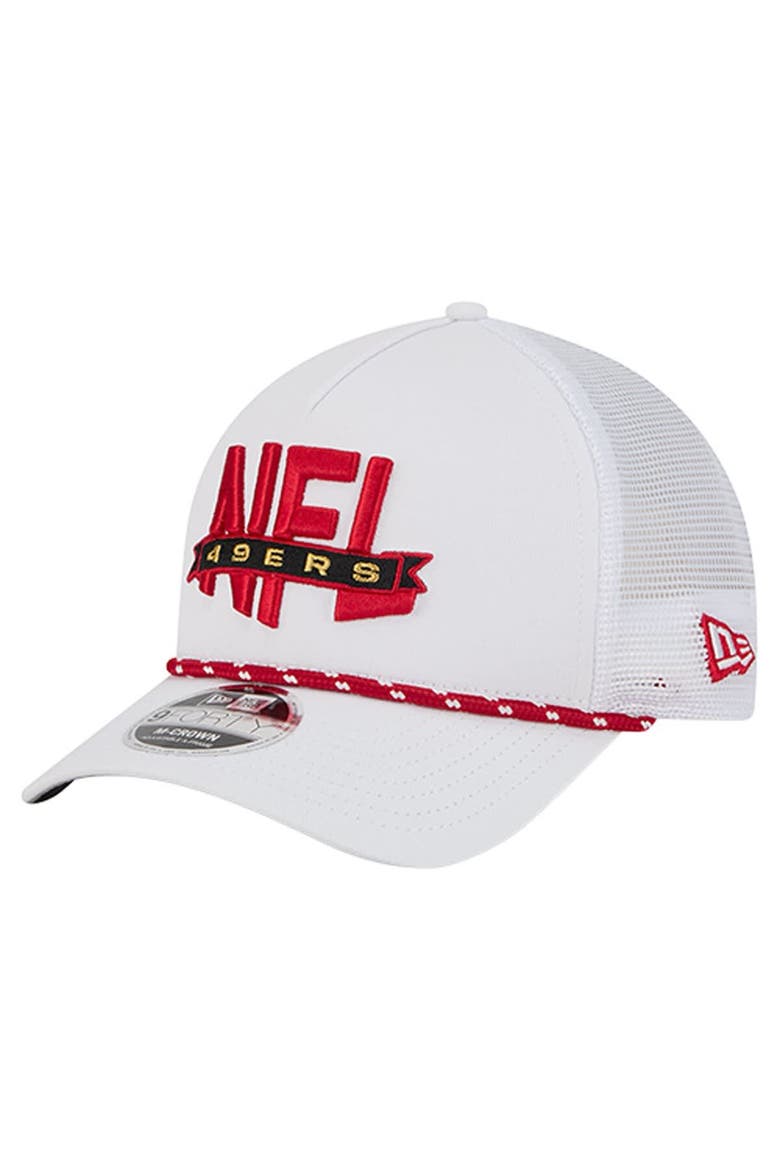 Men's New Era White San Francisco 49ers NFL 9FORTY A-Frame M-Crown Adjustable Trucker Hat, Alternate, color, White