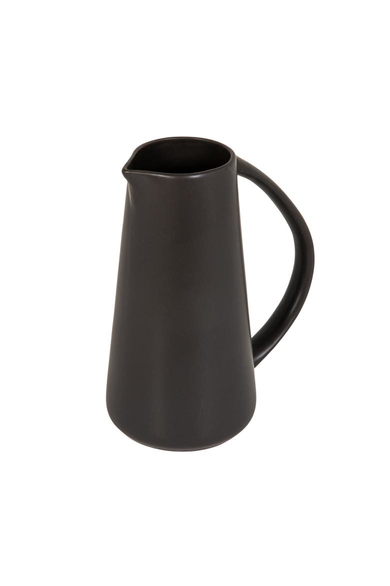 Modern Stoneware Pitcher, Black, Main, color, Black