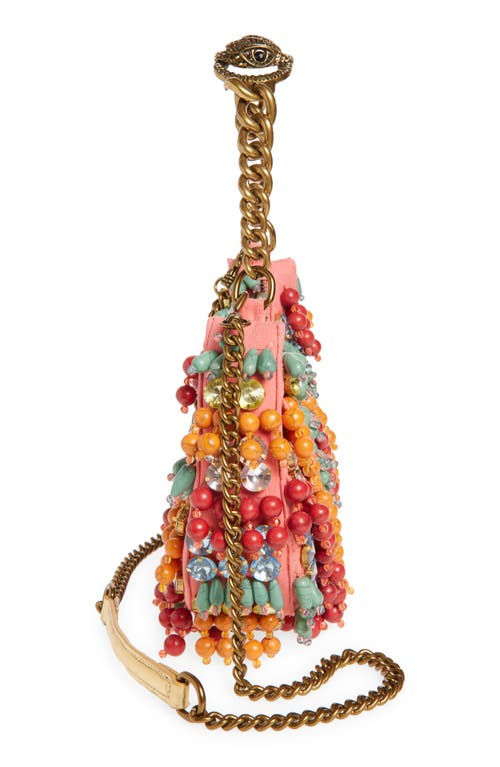 Kurt Geiger London Small Chelsea Embellished Hobo Bag In Coral Multi