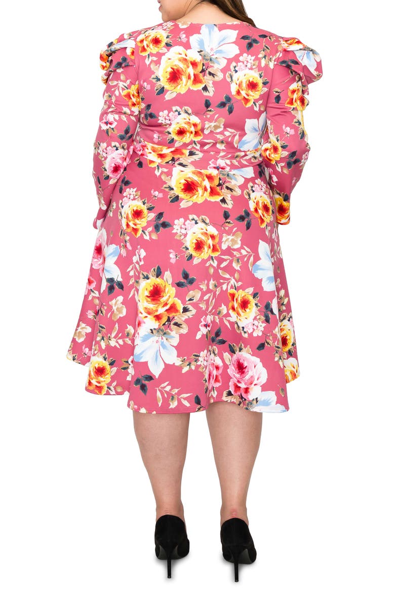Floral Long Sleeve Knit Dress, Alternate, color, MAUVE PINK