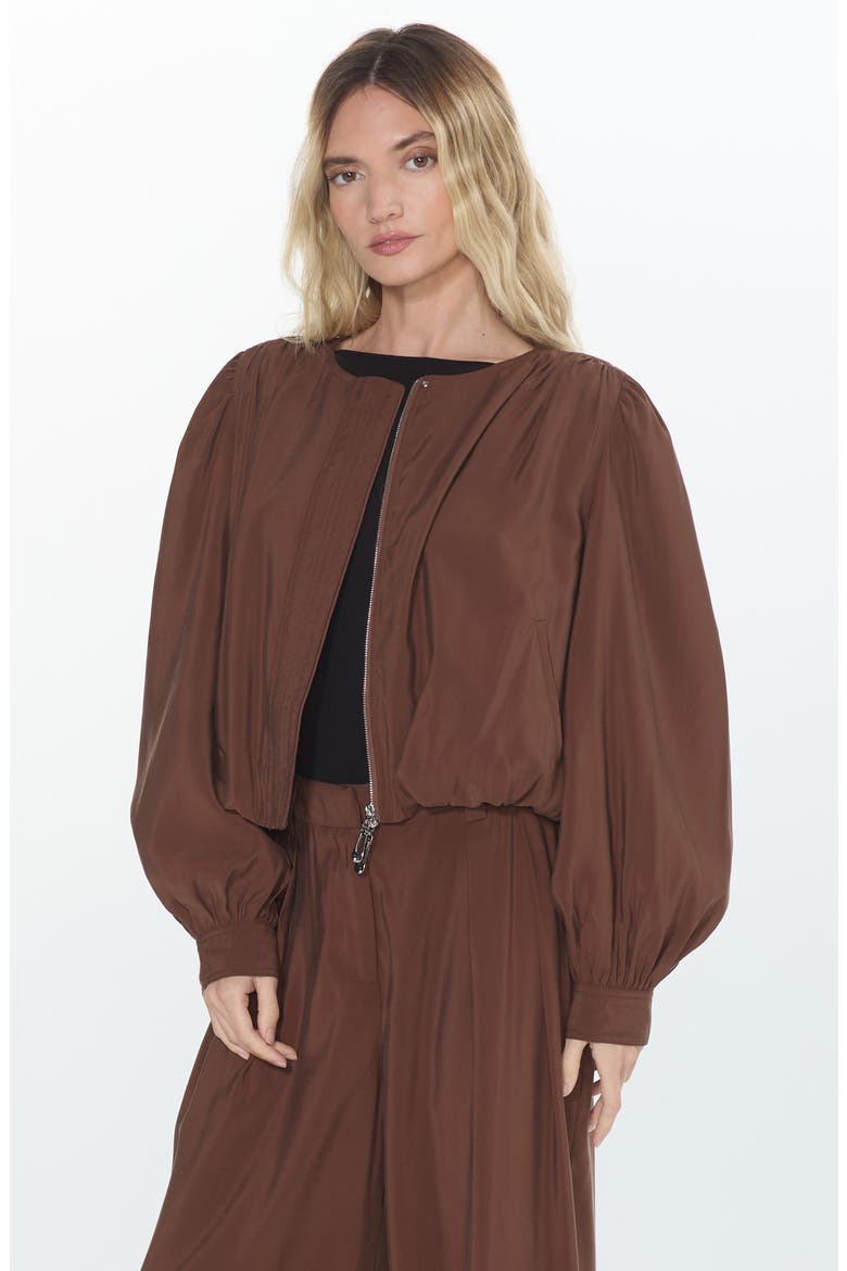 Donna Balloon Sleeve Bomber Jacket, Alternate, color, BROWN