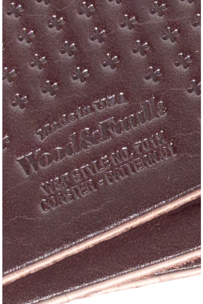 Cross Pattern Leather Coaster Set, Alternate, color, DARK BROWN