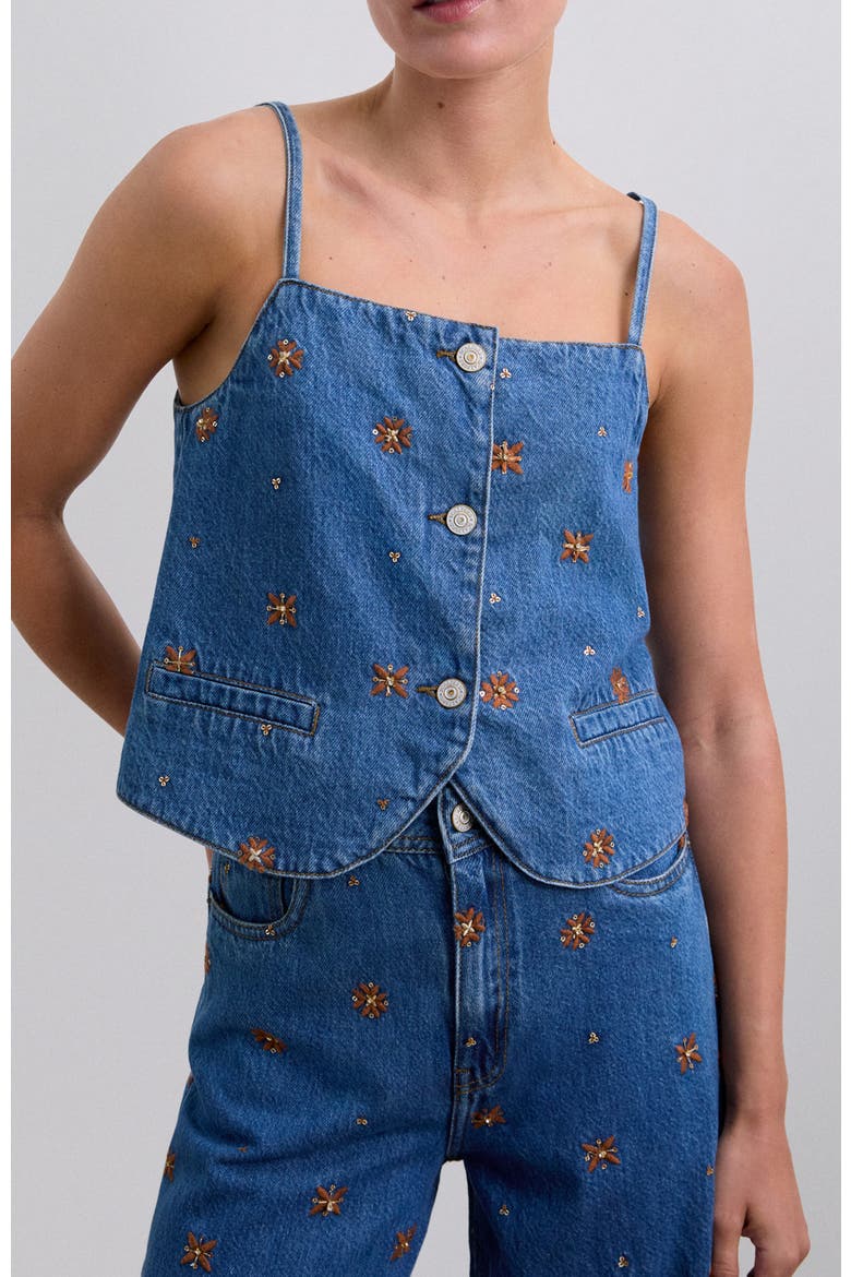 Embflower Vest, Main, color, Indigo