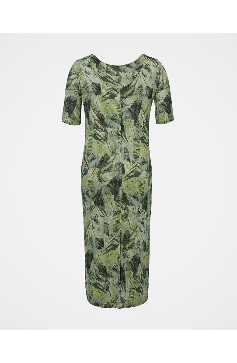 Celtic & Co. Linen Blend Button Back Midi Dress, Alternate, color, Leaf Print