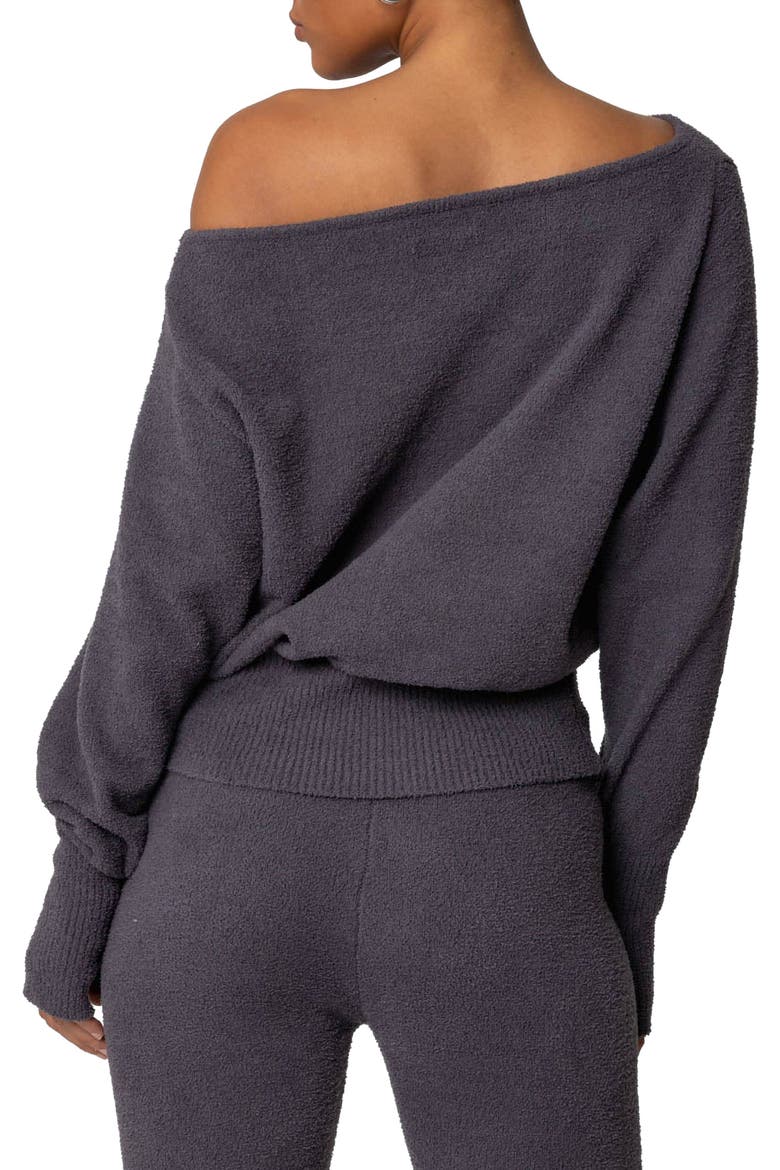 Plush Oversize Asymmetric Sweater, Alternate, color, DARK GRAY